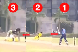 ball hit bowler in ghaziabad video viral
