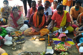 BJPs Yagna on the grounds of Government College in Krishnanagar for preparation of pm narendra Modis meeting