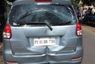 Independent candidate's car damaged in puducherry