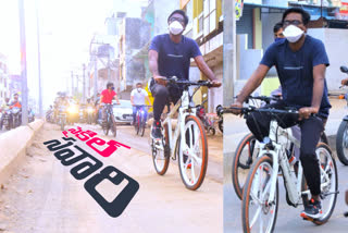minister puvvada ajay visited Khammam works with cycling
