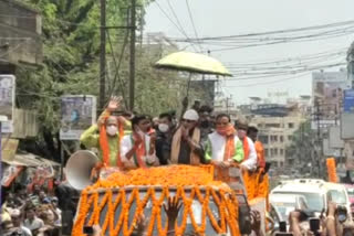 bengal election 2021 mithun chakraborty did a road show for sonarpur dakshin and sonarpur uttar assembly candidates in garia