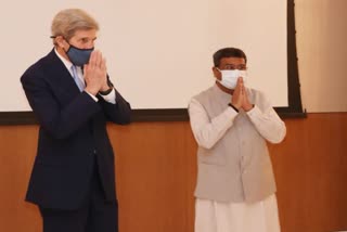 US Special Presidential Envoy for Climate, John Kerry meets Union Petroleum & Natural Gas Minister, Dharmendra Pradhan in Delhi.