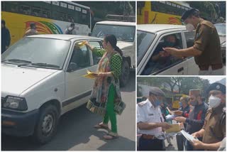 Police organized traffic rule awareness campaign in Rampur
