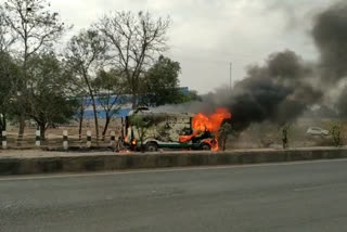 Ambulance on COVID-19 duty catches fire in Maharastra