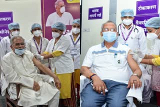 CM bhupesh baghel and home minister tamradhwaj sahu takes corona vaccine first dose