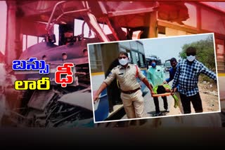 lorry and bus accident, mahabubnagar road accident