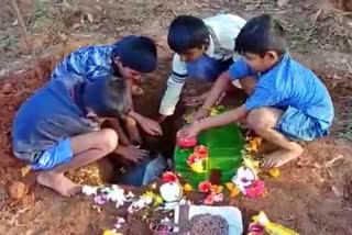 a boy did Funeral program for chickens in kolar