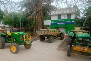 illegal sand transport tractors seized in thamarabba vizag district