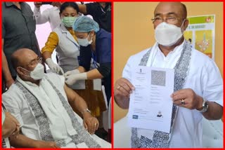 Manipur CM N Biren Singh receives his first dose of COVID19 vaccine today