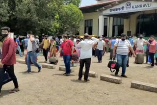 weekend lockdown large number of people arrived by train in sindhudurg