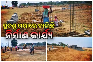 construction work in heavy summer in boudh