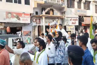 Hanuman Beniwal road show, RLP candidate Prahlad Khatana
