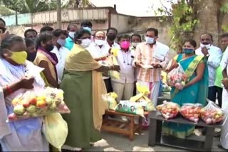 Former MLA HC Balakrishna Distribute Groceries kit