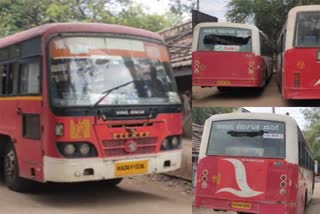 3 ksrtc bus glass broke in Bellary