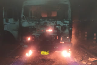 tspc militants burnt two coal laden truck in chatra