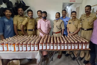 വിൽപനയ്‌ക്ക് കടത്തിയ 150 ലിറ്റർ മദ്യവുമായി ഒരാൾ പിടിയിൽ  ചതുരംഗപ്പാറ  chathurangappara  അടിമാലി എക്‌സൈസ്  adimaly excise  idukki crime  liquor seized in adimaly idukki