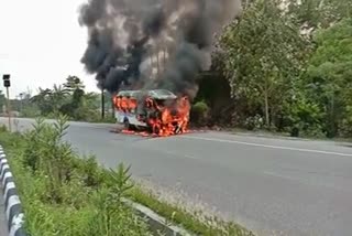 traveller carrying army caught fire in bongaigaon