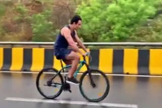 Actor Sonu Sood cycles his way to movie shoot