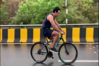 Actor Sonu Sood Takes Cycle Ride
