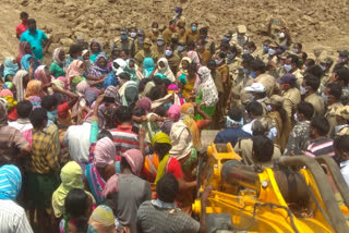 Villagers obstructing trench digging at bhadradri kothagudem