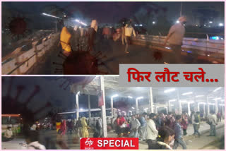 Thousands of  migrant workers at the Anand Vihar bus terminal returning to their homes