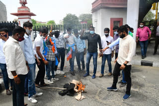 Protest against BJP leader Kataria in  Rajisthan university