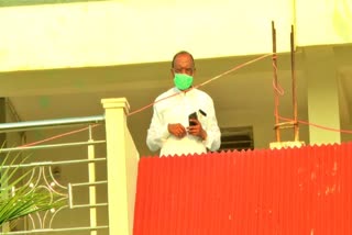 Pratapagowda Patil watching the voting process