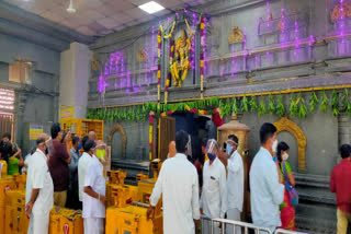 NO crowd of devotees in yadadri temple