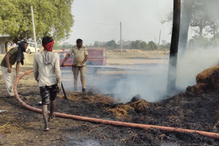 आग बुझाते फायर ब्रिगेड के कर्मी