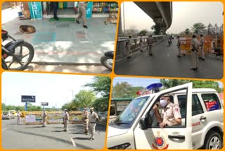 delhi police doing picket check during weekend curfew