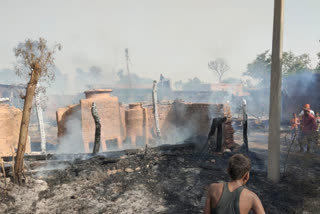 बलरामपुर के एक गांव में लगी आग