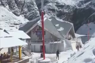 Hemkund Sahib covered with a sheet of snow