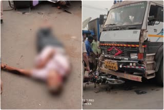 accident between lorry and bike