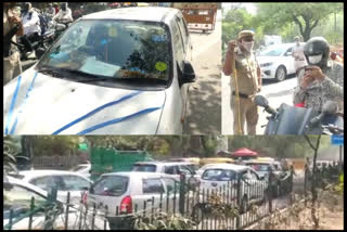 Mehrauli Badarpur road jammed during lockdown police cut challan