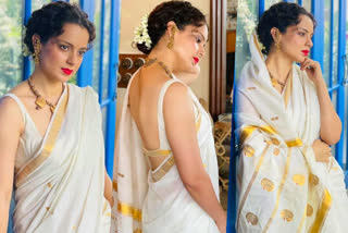 kangana ranaut kerala saree attire news latest  കേരള മങ്ക കങ്കണ റണൗട്ട് പുതിയ വാർത്ത  കങ്കണ കേരള വേഷം വാർത്ത  ബോളിവുഡ് കങ്കണ കേരള സാരി വാർത്ത  kangana kerala attire news  bollywood kangana news latest