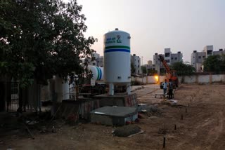 સોલા સિવિલ હોસ્પિટલમાં ઓક્સિજનની  ટેન્ક , oxygen tank constructed at sola civil hospital ahmedabad
