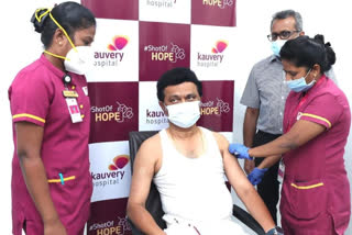 MK Stalin was vaccinated for second time at a private hospital in Alwarpet