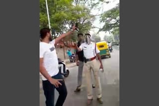 car driver scold to police in Bangalore