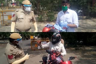 Delhi Police checking vehicle