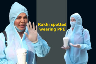 Rakhi Sawant wears PPE kit as she steps out for walk