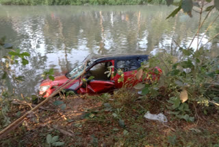 The car crashed into the canal