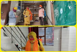 Jago Party candidate Davinder Kaur song sanitized temples and gurudwaras in Uttam Nagar ward