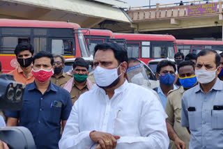Minister Laxman Savadi Visited Majestic Bus Stand Bengaluru