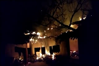 Burning house in sarguja