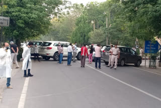 People protested at Pushpanjali Hospital in Gurugram due to lack of oxygen