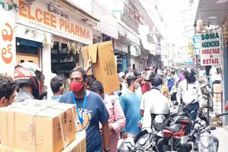 huge crowd at medical shops in koti in hyderabad