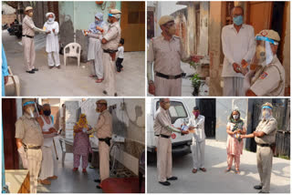 Jaffarpur Kalan Police gave corona kit to the elderly people