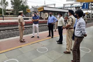 Collector Somesh Mishra at railway station