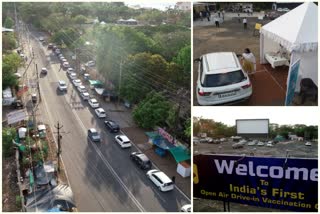 Line of cars outside the vaccination center