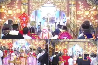 Puthuppally church Festival started  പുതുപ്പള്ളി പള്ളിയിൽ പൊന്നിൻ കുരിശ് പ്രതിഷ്ഠാ ചടങ്ങ് നടന്നു  കോട്ടയം  കോട്ടയം വാർത്തകൾ  പുതുപ്പള്ളി സെന്‍റ് ജോർജ് ഓർത്തോഡക്സ് പള്ളി  പുതുപ്പള്ളി